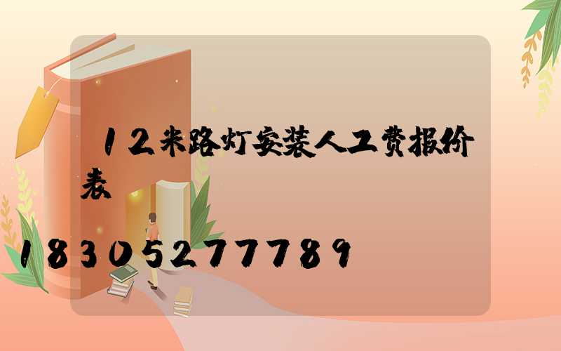 12米路灯安装人工费报价表