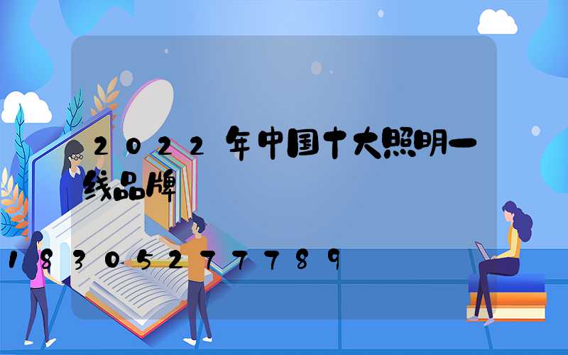 2022年中国十大照明一线品牌