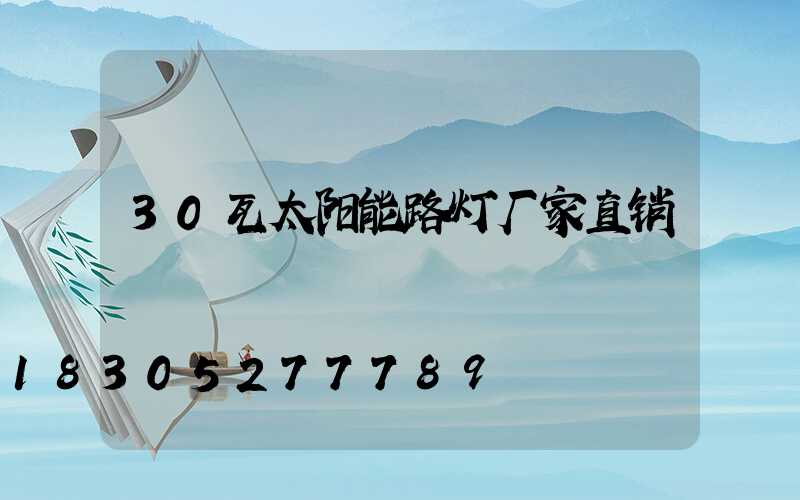 30瓦太阳能路灯厂家直销