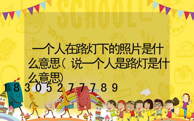 一个人在路灯下的照片是什么意思(说一个人是路灯是什么意思)