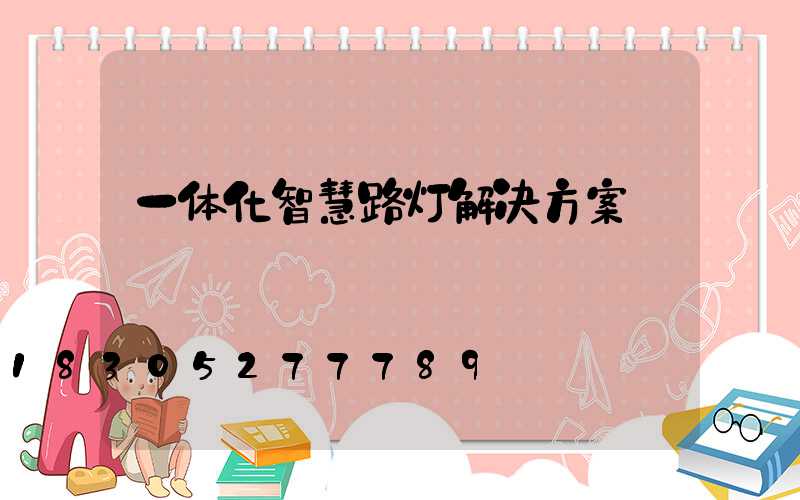 一体化智慧路灯解决方案