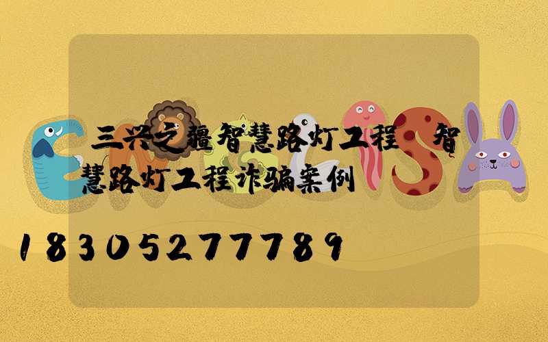 三兴之疆智慧路灯工程(智慧路灯工程诈骗案例)