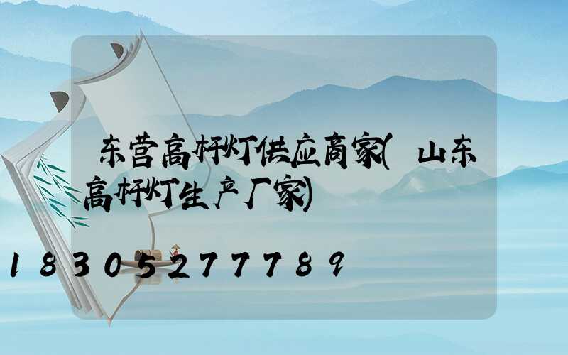 东营高杆灯供应商家(山东高杆灯生产厂家)