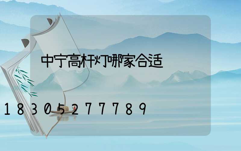 中宁高杆灯哪家合适