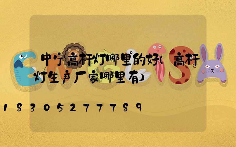 中宁高杆灯哪里的好(高杆灯生产厂家哪里有)