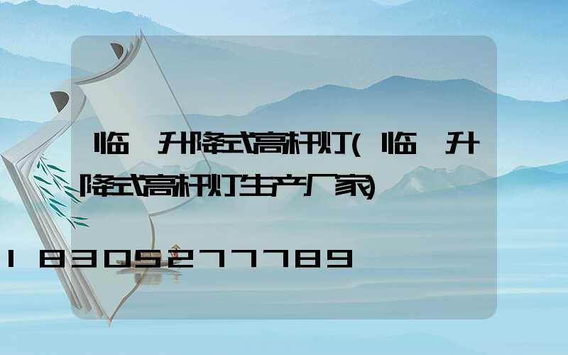 临沂升降式高杆灯(临沂升降式高杆灯生产厂家)
