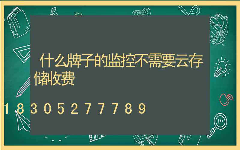 什么牌子的监控不需要云存储收费