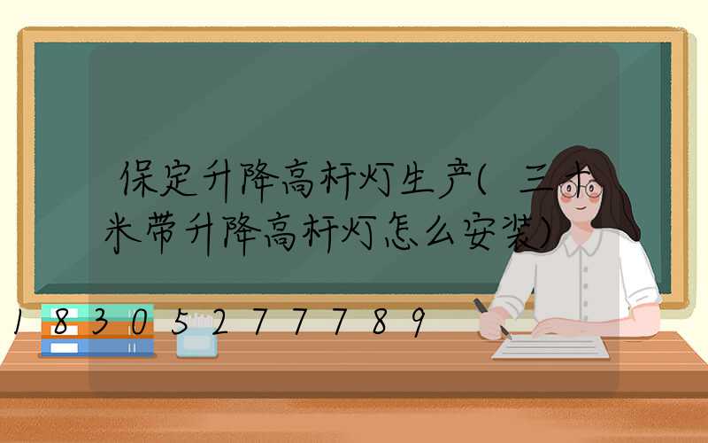 保定升降高杆灯生产(三十米带升降高杆灯怎么安装)