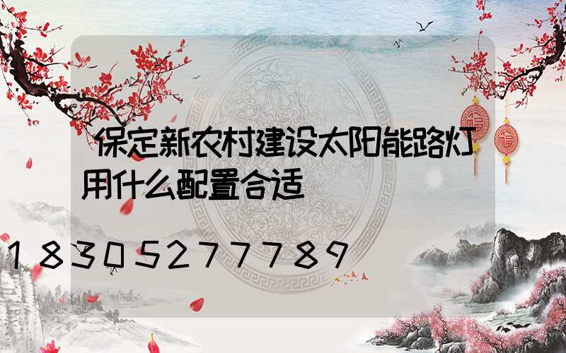 保定新农村建设太阳能路灯用什么配置合适