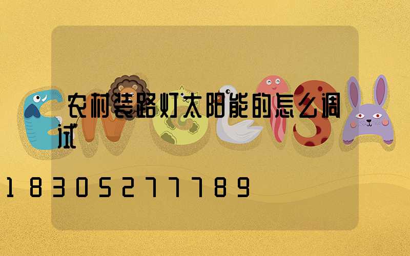 农村装路灯太阳能的怎么调试