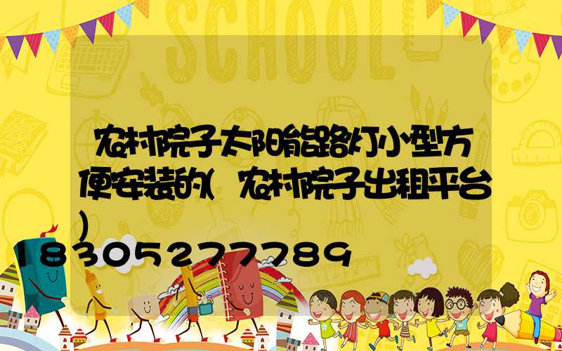 农村院子太阳能路灯小型方便安装的(农村院子出租平台)