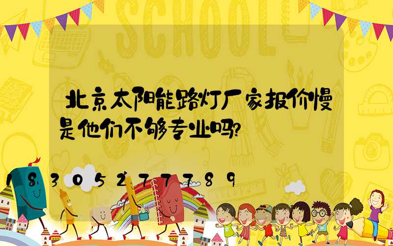 北京太阳能路灯厂家报价慢是他们不够专业吗？