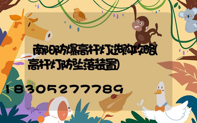 南阳防爆高杆灯选购攻略(高杆灯防坠落装置)