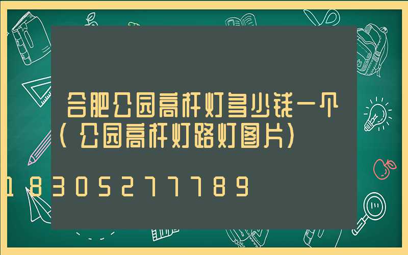 合肥公园高杆灯多少钱一个(公园高杆灯路灯图片)