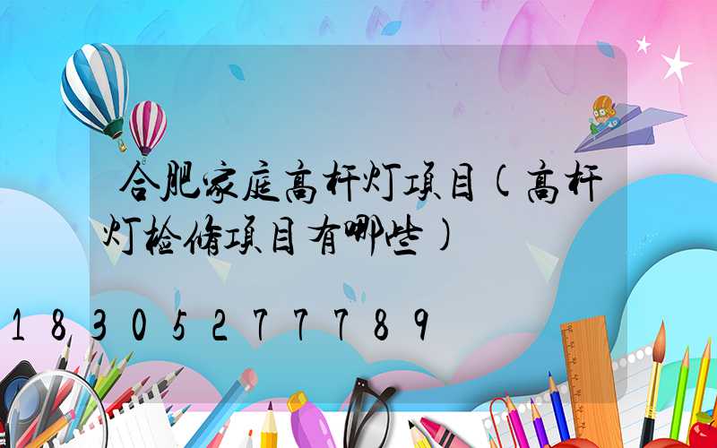 合肥家庭高杆灯项目(高杆灯检修项目有哪些)