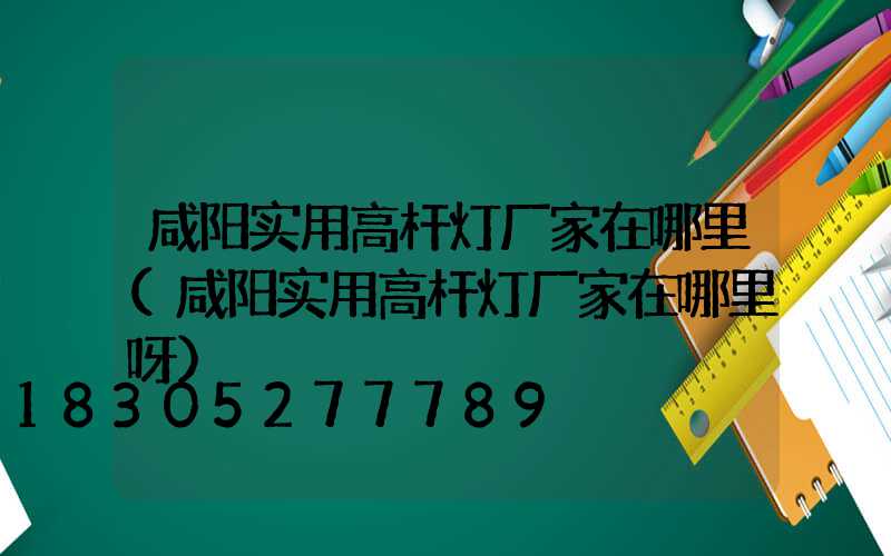 咸阳实用高杆灯厂家在哪里(咸阳实用高杆灯厂家在哪里呀)