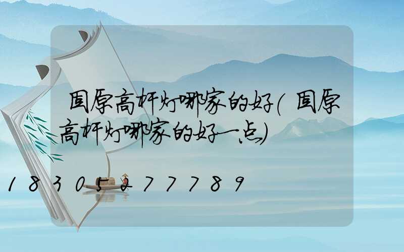固原高杆灯哪家的好(固原高杆灯哪家的好一点)