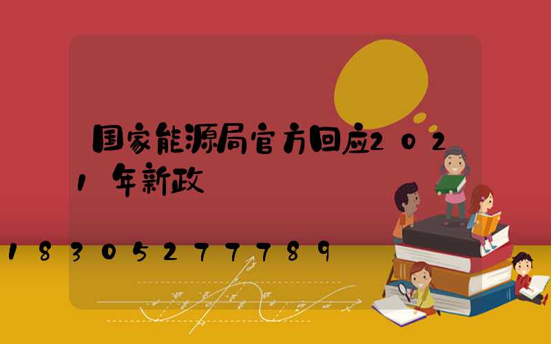 国家能源局官方回应2021年新政