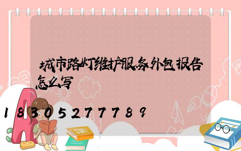 城市路灯维护服务外包报告怎么写