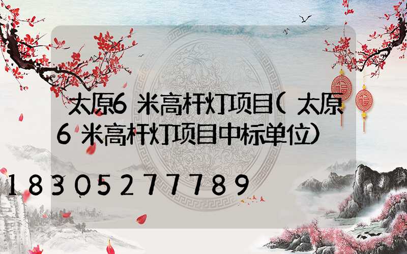 太原6米高杆灯项目(太原6米高杆灯项目中标单位)