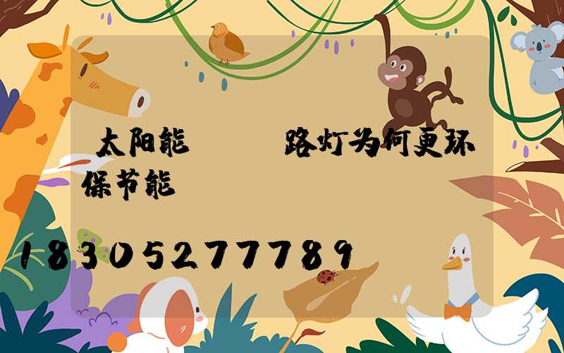 太阳能LED路灯为何更环保节能