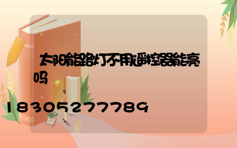 太阳能路灯不用遥控器能亮吗