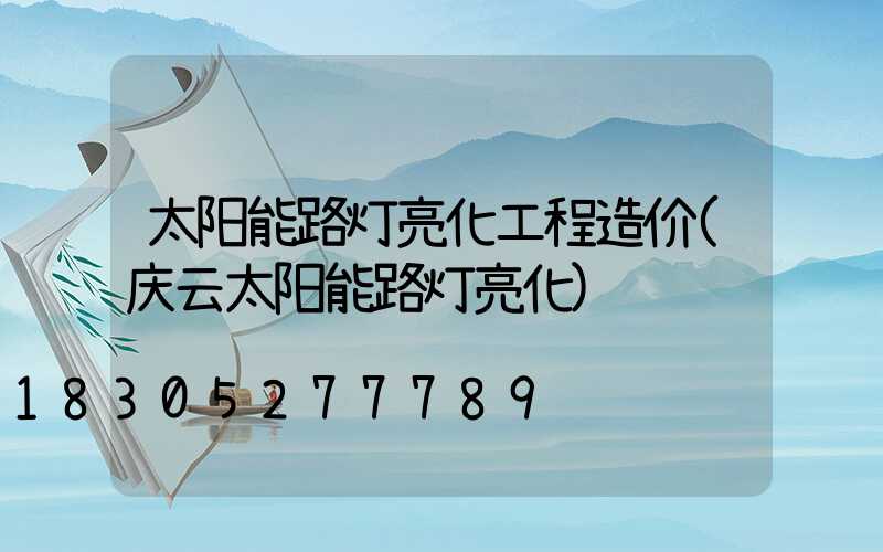 太阳能路灯亮化工程造价(庆云太阳能路灯亮化)