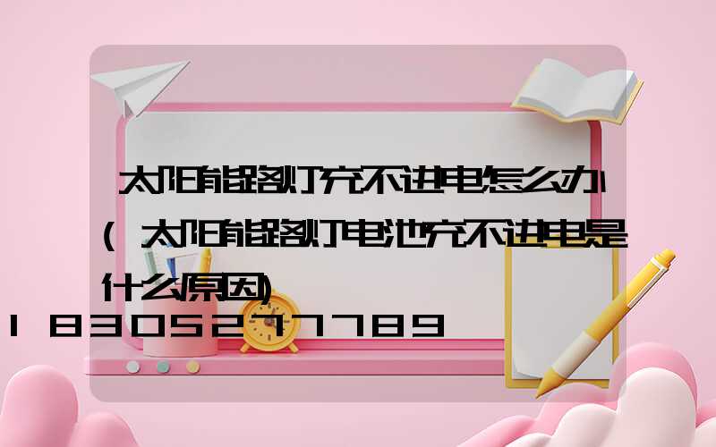 太阳能路灯充不进电怎么办(太阳能路灯电池充不进电是什么原因)