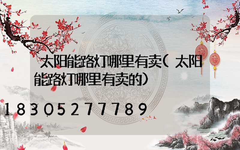 太阳能路灯哪里有卖(太阳能路灯哪里有卖的)