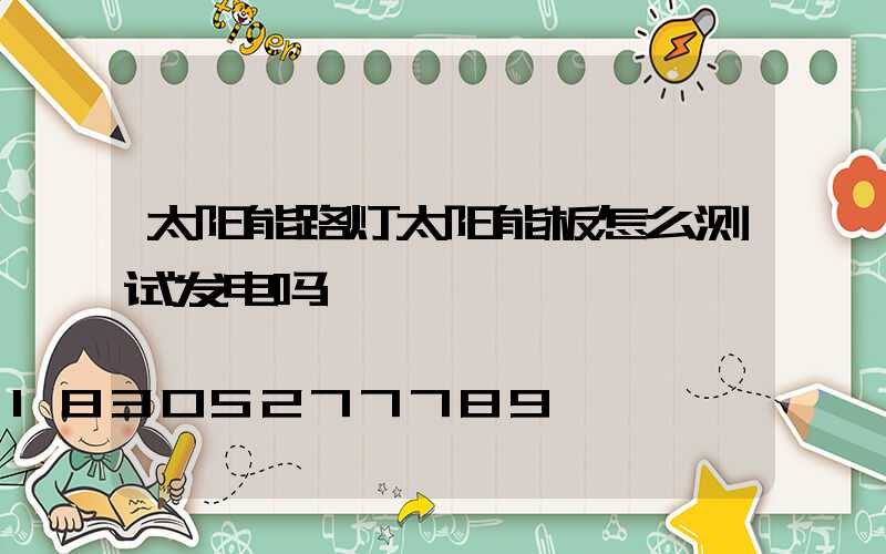 太阳能路灯太阳能板怎么测试发电吗