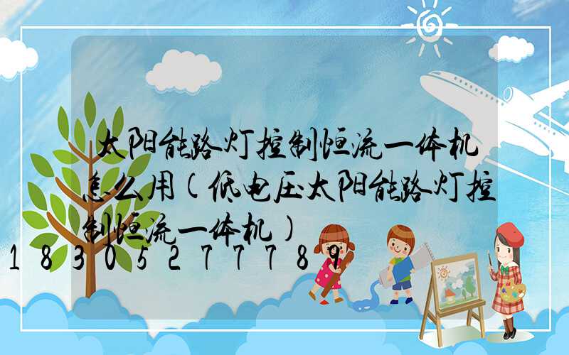 太阳能路灯控制恒流一体机怎么用(低电压太阳能路灯控制恒流一体机)