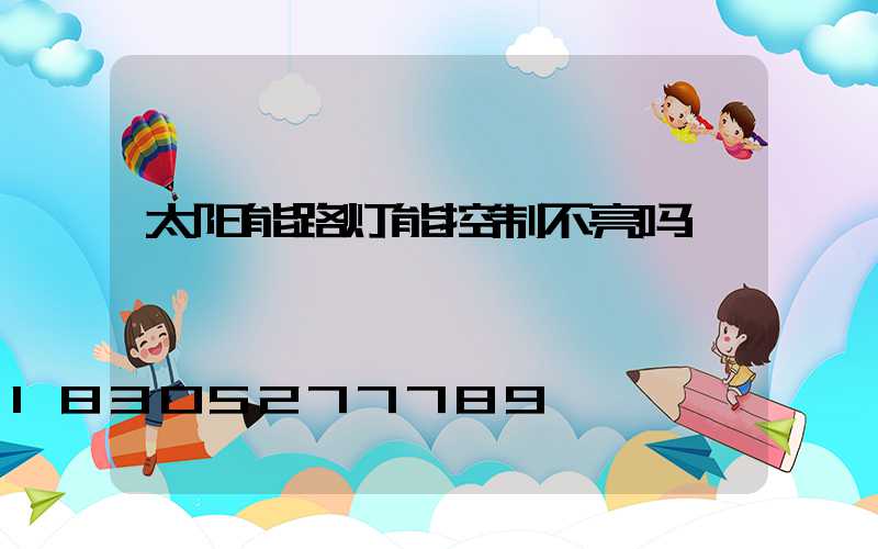 太阳能路灯能控制不亮吗