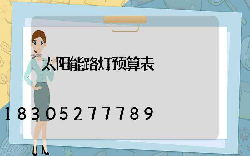 太阳能路灯预算表
