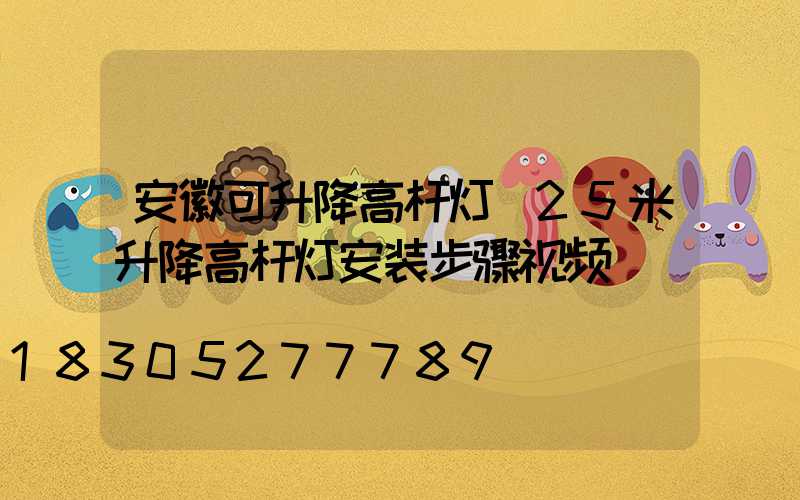 安徽可升降高杆灯(25米升降高杆灯安装步骤视频)