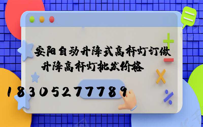 安阳自动升降式高杆灯订做(升降高杆灯批发价格)
