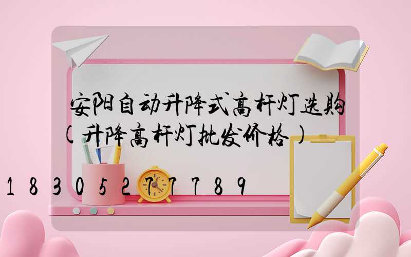 安阳自动升降式高杆灯选购(升降高杆灯批发价格)