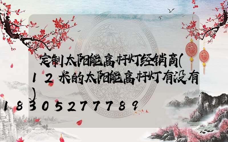 定制太阳能高杆灯经销商(12米的太阳能高杆灯有没有)