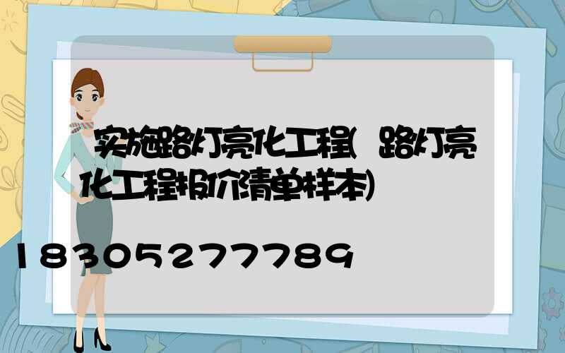 实施路灯亮化工程(路灯亮化工程报价清单样本)