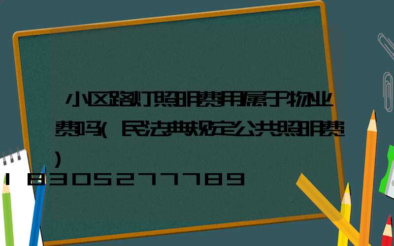 小区路灯照明费用属于物业费吗(民法典规定公共照明费)