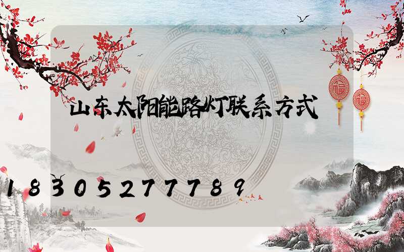 山东太阳能路灯联系方式