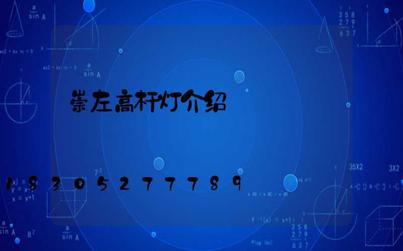 崇左高杆灯介绍