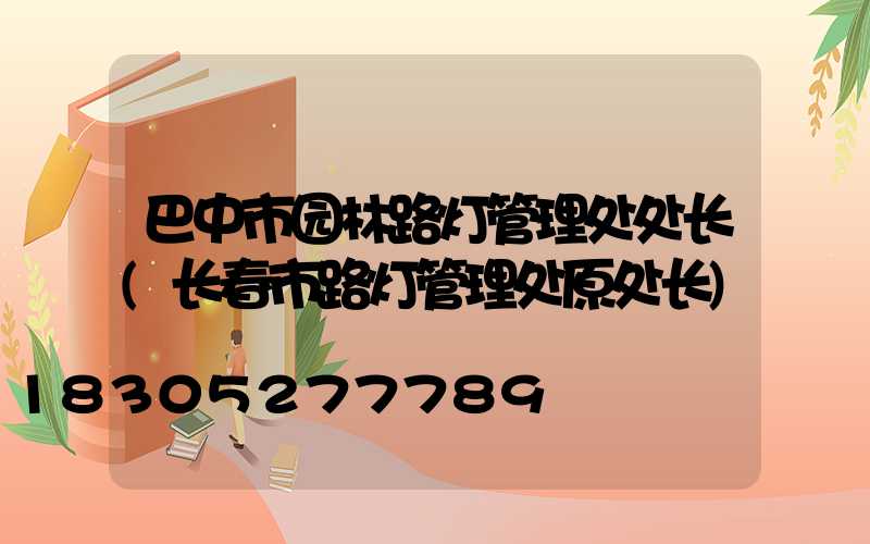 巴中市园林路灯管理处处长(长春市路灯管理处原处长)