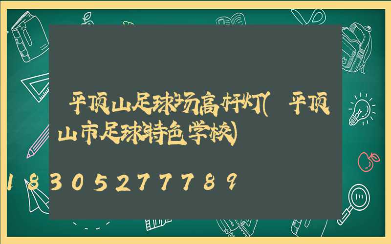 平顶山足球场高杆灯(平顶山市足球特色学校)
