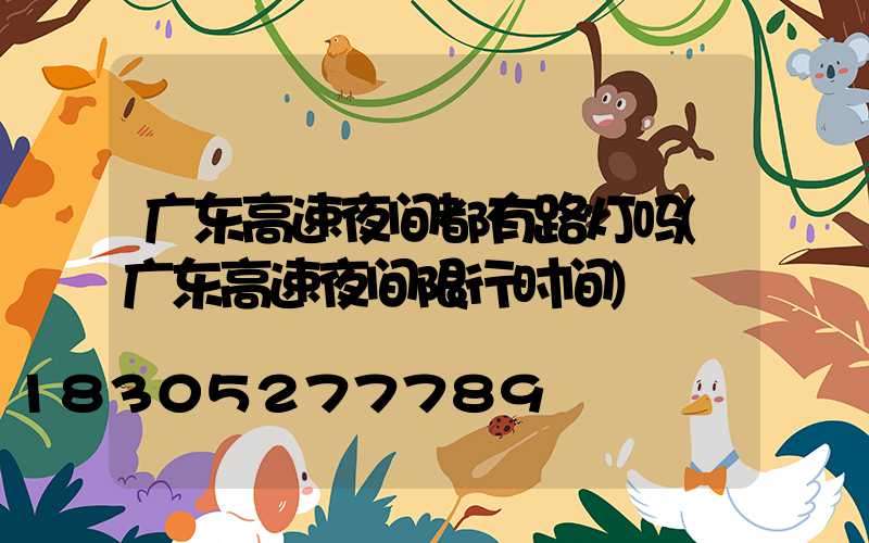 广东高速夜间都有路灯吗(广东高速夜间限行时间)