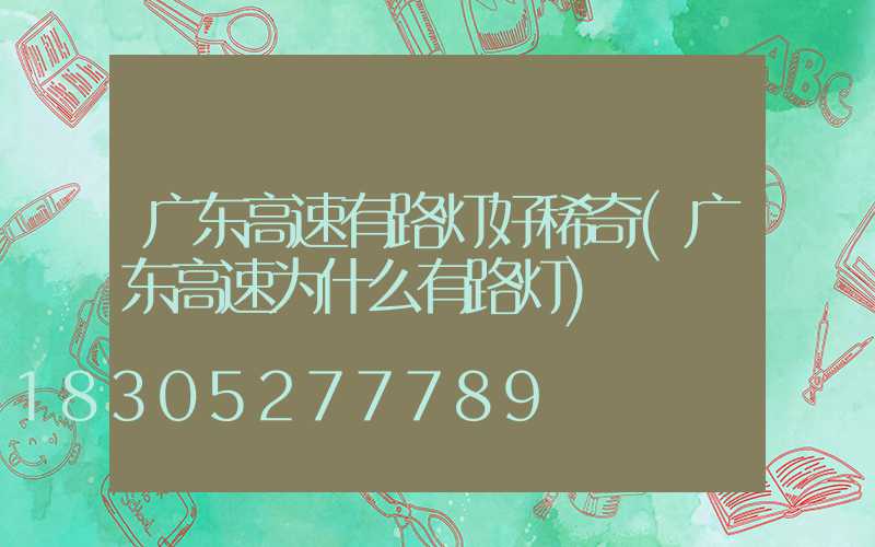广东高速有路灯好稀奇(广东高速为什么有路灯)