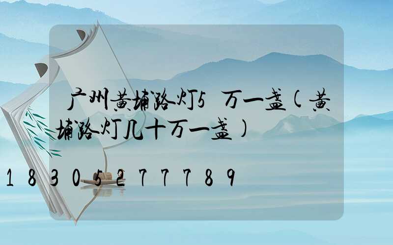 广州黄埔路灯5万一盏(黄埔路灯几十万一盏)