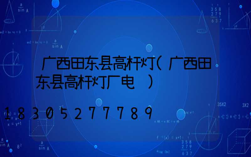 广西田东县高杆灯(广西田东县高杆灯厂电话)