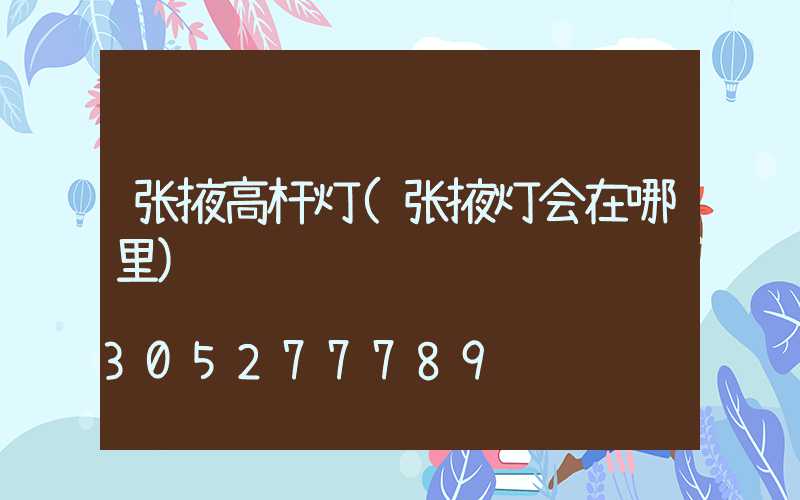 张掖高杆灯(张掖灯会在哪里)
