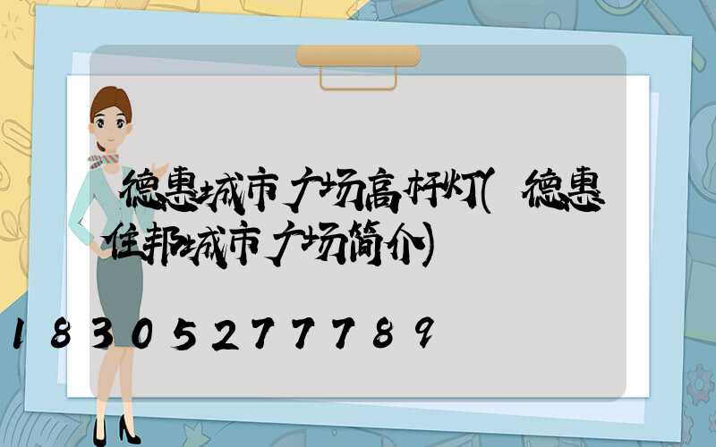 德惠城市广场高杆灯(德惠住邦城市广场简介)