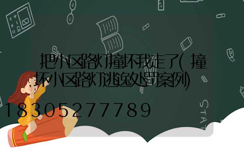 把小区路灯撞坏我走了(撞坏小区路灯逃逸处罚案例)
